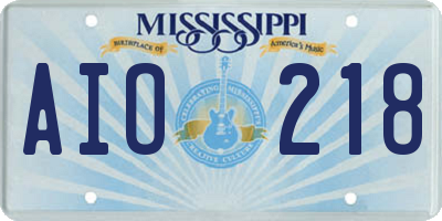 MS license plate AIO218