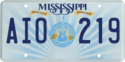 MS license plate AIO219