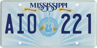 MS license plate AIO221
