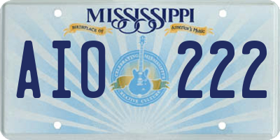 MS license plate AIO222