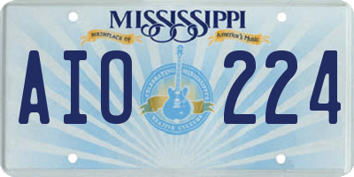 MS license plate AIO224