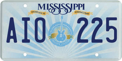 MS license plate AIO225