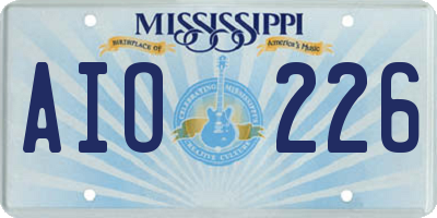 MS license plate AIO226