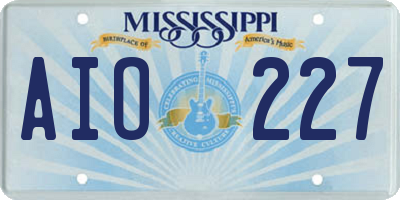MS license plate AIO227
