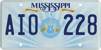 MS license plate AIO228