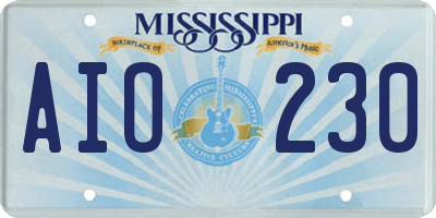 MS license plate AIO230