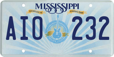 MS license plate AIO232