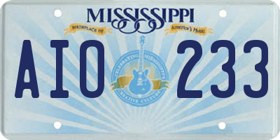 MS license plate AIO233