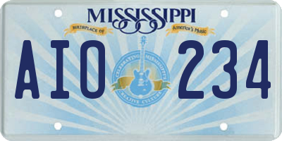 MS license plate AIO234