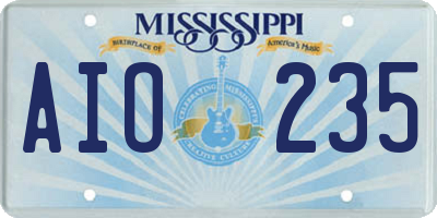 MS license plate AIO235