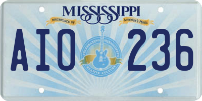 MS license plate AIO236