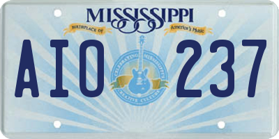 MS license plate AIO237