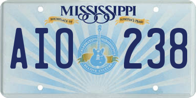 MS license plate AIO238