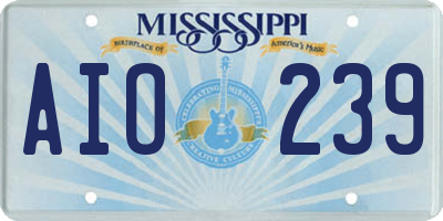 MS license plate AIO239