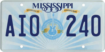 MS license plate AIO240