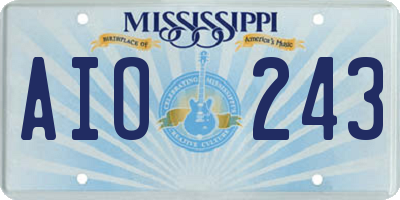 MS license plate AIO243