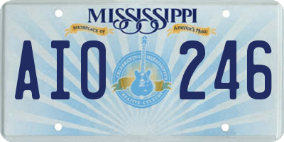 MS license plate AIO246