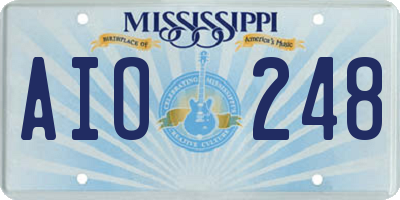 MS license plate AIO248