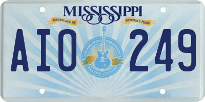 MS license plate AIO249