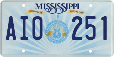 MS license plate AIO251