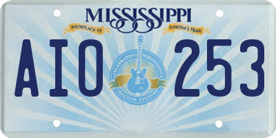MS license plate AIO253