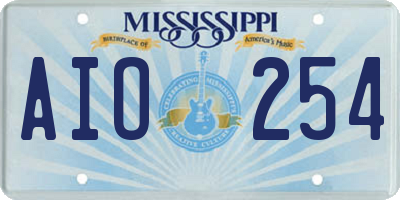 MS license plate AIO254
