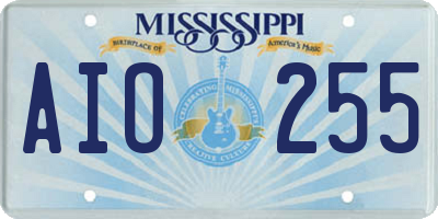 MS license plate AIO255