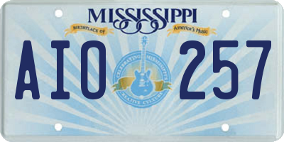 MS license plate AIO257