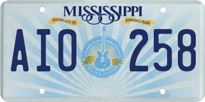 MS license plate AIO258