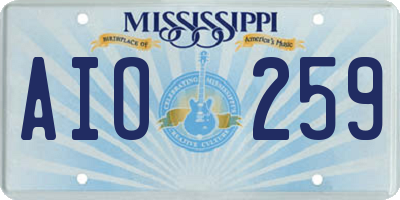 MS license plate AIO259