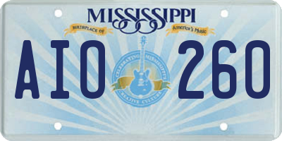 MS license plate AIO260