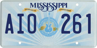 MS license plate AIO261