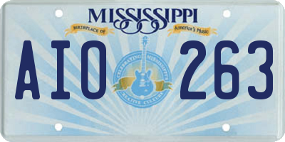 MS license plate AIO263