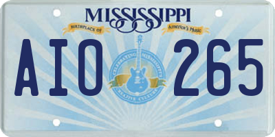 MS license plate AIO265