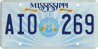 MS license plate AIO269