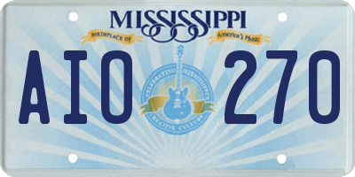 MS license plate AIO270