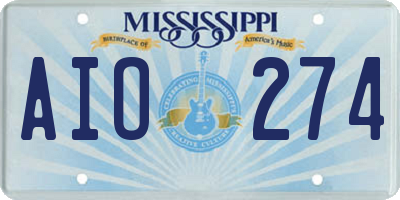 MS license plate AIO274