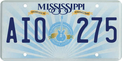 MS license plate AIO275