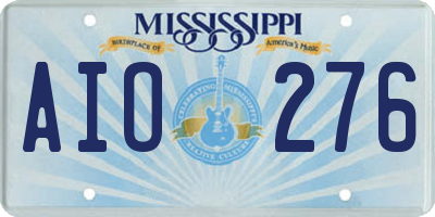 MS license plate AIO276