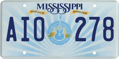 MS license plate AIO278