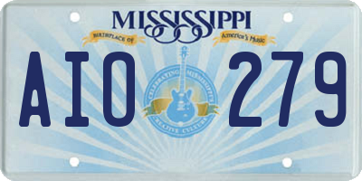 MS license plate AIO279