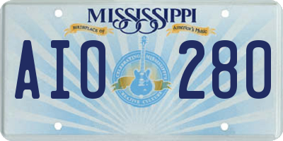 MS license plate AIO280
