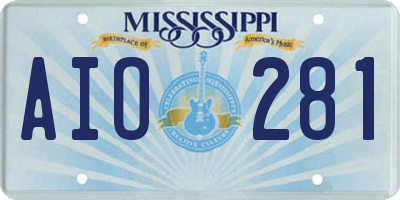 MS license plate AIO281
