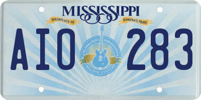 MS license plate AIO283