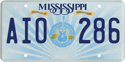 MS license plate AIO286