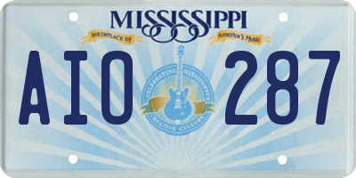 MS license plate AIO287