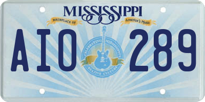MS license plate AIO289