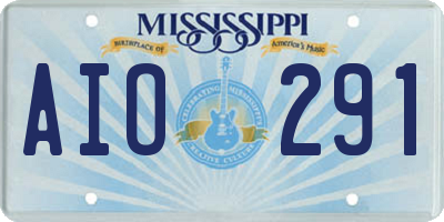 MS license plate AIO291