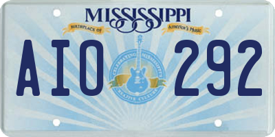 MS license plate AIO292