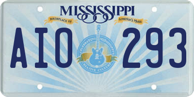 MS license plate AIO293